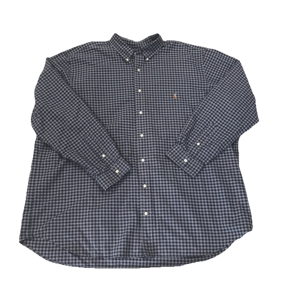 Polo Ralph Lauren Mens Shirts Blue Gray Gingham Check Button Down Size 3XB 3TG